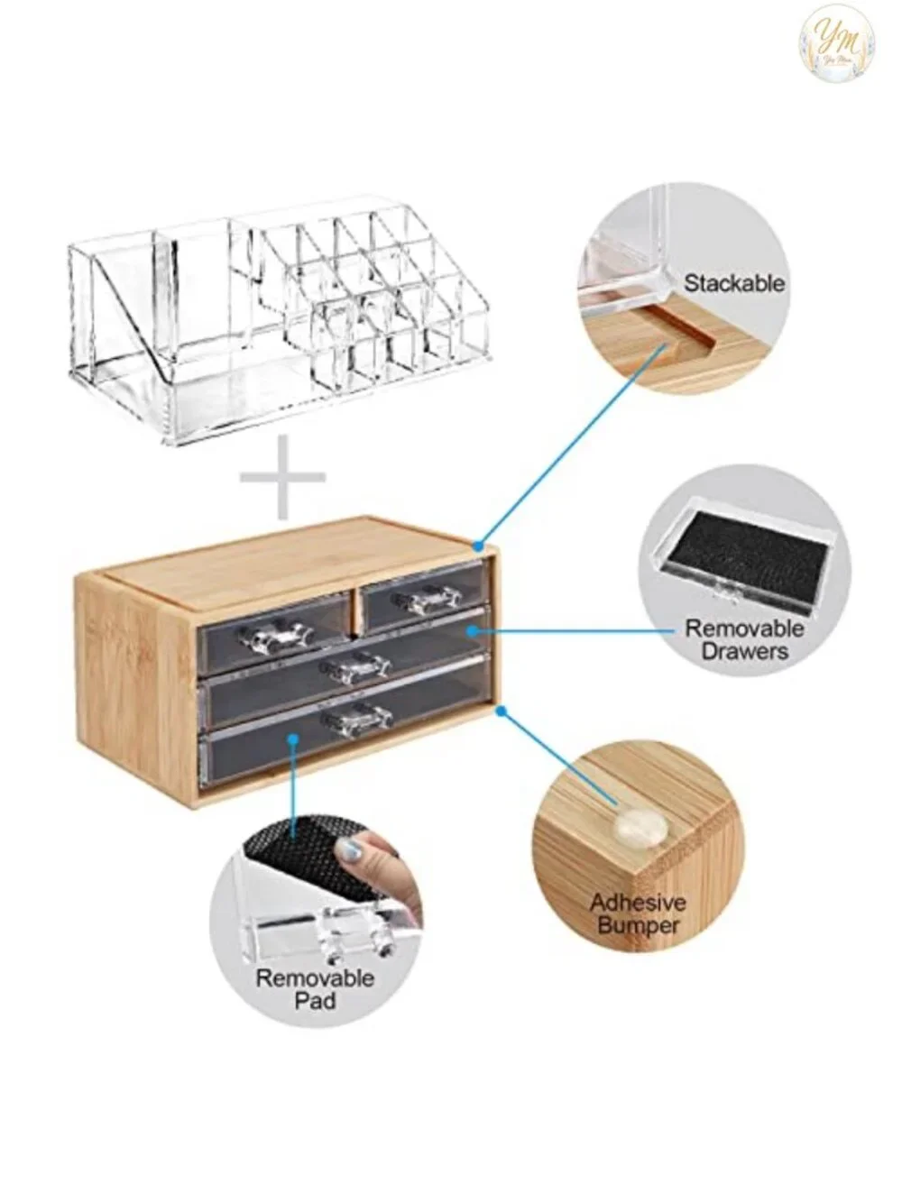 Clear Acrylic Makeup Organizer with 4 Drawers and 12 Lipstick Slots